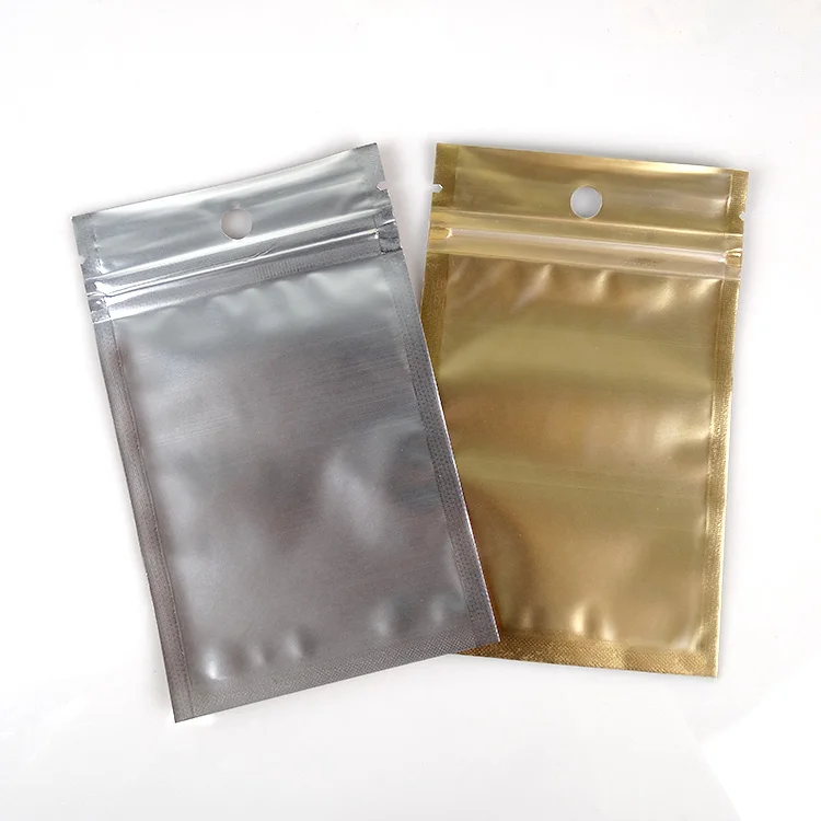 

DHL 12*20cm Golden / Clear Self Seal Zipper Plastic Event Packaging Pack Bag, Ziplock Bag Retail Package Packing With Hang Hole