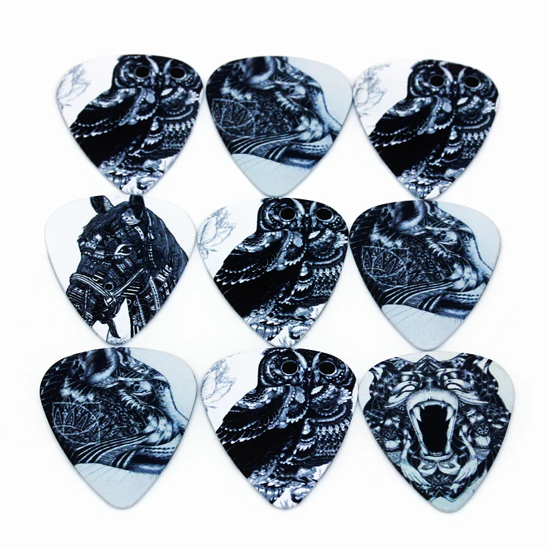 SOACH 10PCS 1.0mm high quality guitar picks two side pick Black and white animal picks earrings DIY Mix picks guitar image 2