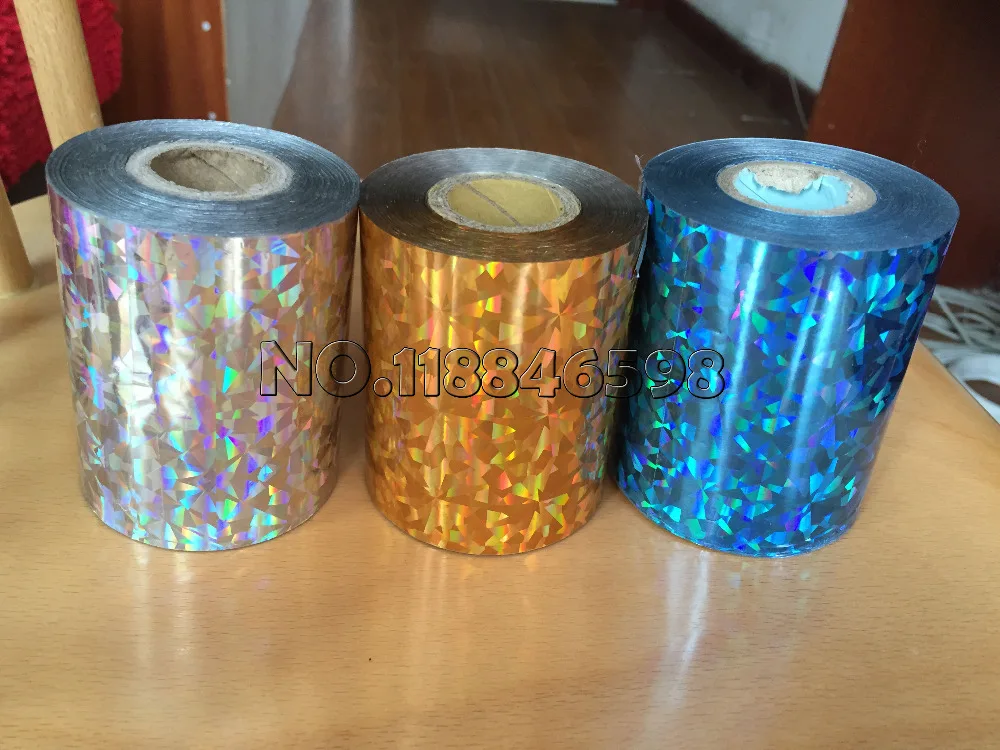 2Rolls Holographic Foil Hot Stamping for Paper or Plastic 8cm x120m/Roll Shattered Glass Gold Silver Red Blue Four Colors