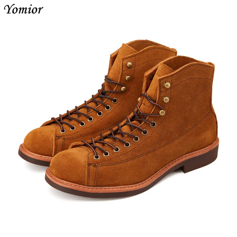 2019 Spring New Top Quality Men Red Boots Fashion Genuine Leather Luxury Brand Wings Formal Ankle Boots Winter Motorcycle Boots