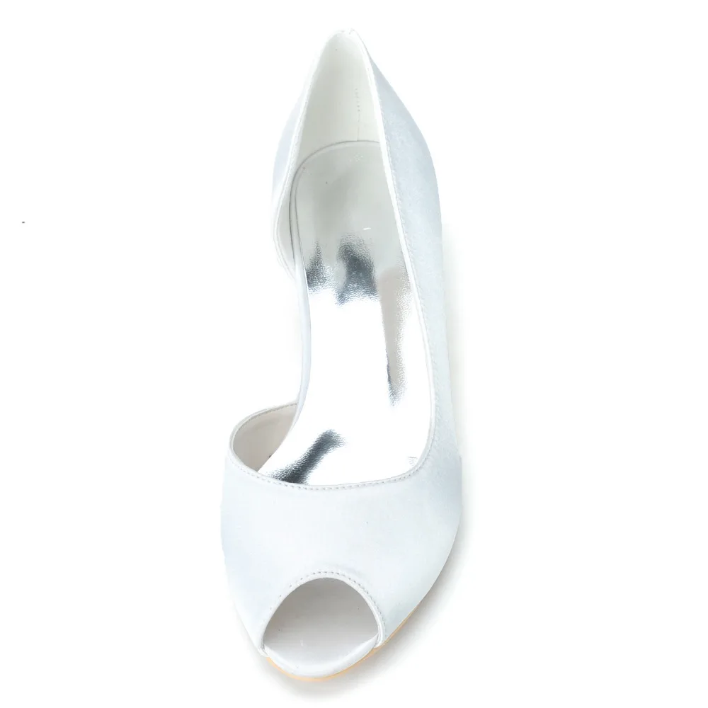 Creativesugar Concise D\'orsay woman satin evening dress shoes med low heel open toe wedding party prom banquet white royal blue