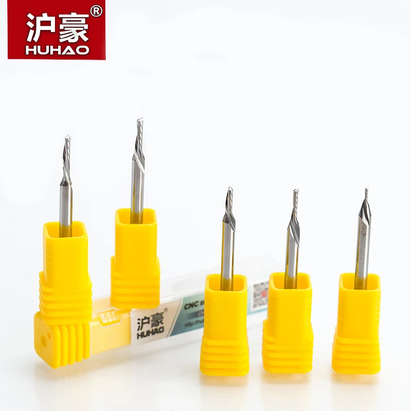 HUHAO 1pc Shank 3.175mm Left Spiral Milling Cutter One Flute Router Bit CNC End Mill Carbide Milling Cutter Tool Accessories