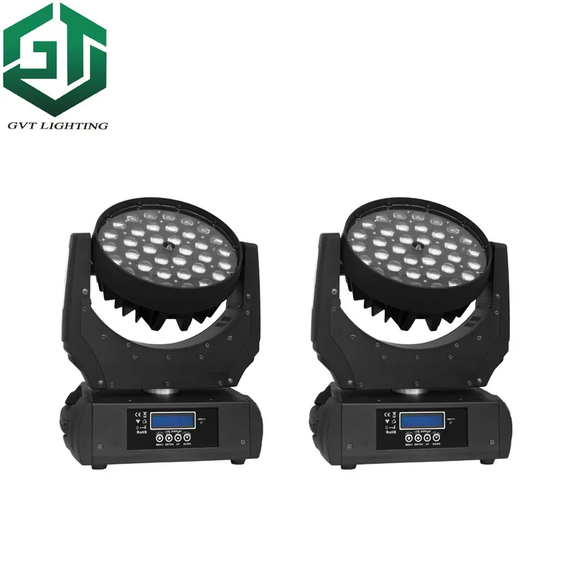 

2pcs/lot 36 pcs 18W Led Wash Moving Head RGBWY UV 6 Color Dmx Switch Professional Dj Wash Fixture Club Disco Bar Stage Lighting