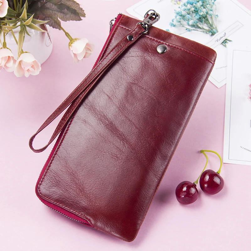 Female Long Coin Purse Genuine Leather Women Wallet Big Capacity Money Bag With Phone Pocket Fashion Card Holder Clutch Wallets