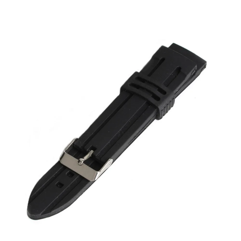 2021 New 20mm 22mm 24mm Watchband Black Silicone Rubber Bands For Watches Replace Electronic Wristwatch Band Sports Watch Straps