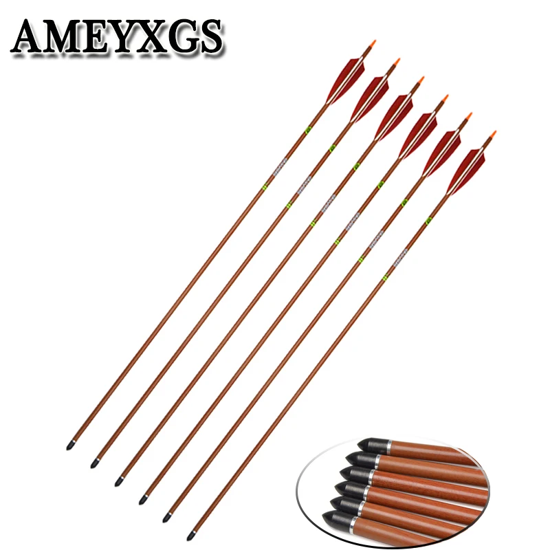 

6/12pcs Spine400 Pure Carbon Arrow Archery ID 6.2mm Hunting Compound Bow Recurve Bow Shooting Accessories