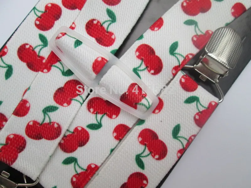 BD062--New Arrival cherry print suspenders for baby 2.5*65cm 4 clips-on Children Accessories free ship