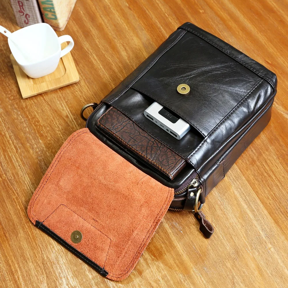 Quality Leather Male Casual Design Shoulder Messenger bag Cowhide Fashion Cross-body Bag 8\