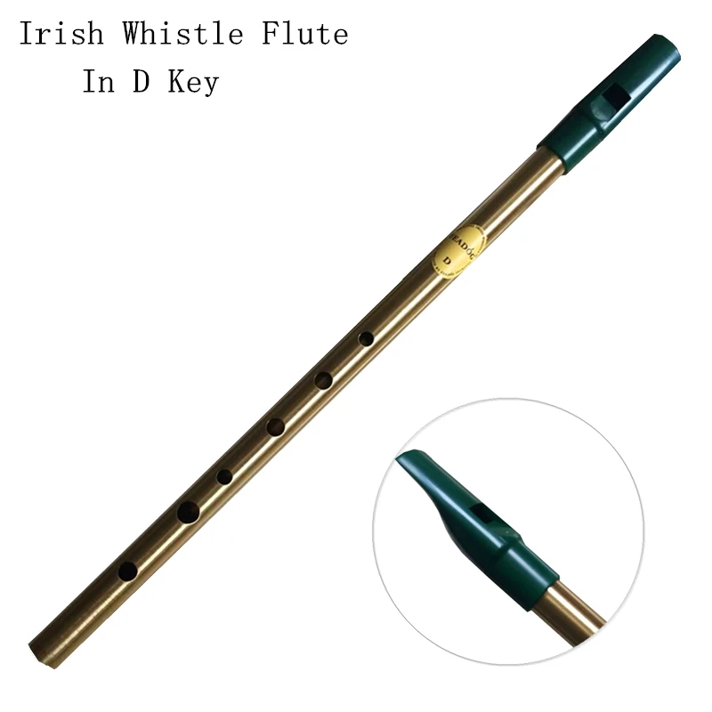 Brass Irish Whistle Flute C/D Key Ireland Feadog Flute Tin Pennywhistle Metal Dizi Feadan 6 Color Available Musical Instrument