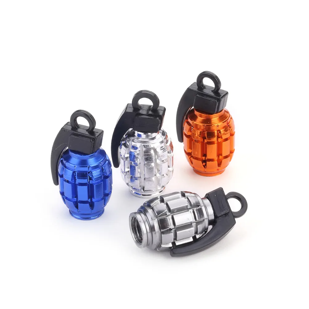 4Pcs/Lot Car Truck Motorcycle Accessories Bike Valve Cap Grenade Design Aluminum Alloy Car Tire Wheel Valve Stem Caps