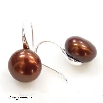 genuine 11-12 mm saltwater white pearl earring 925 sterling silver earring >free shipping