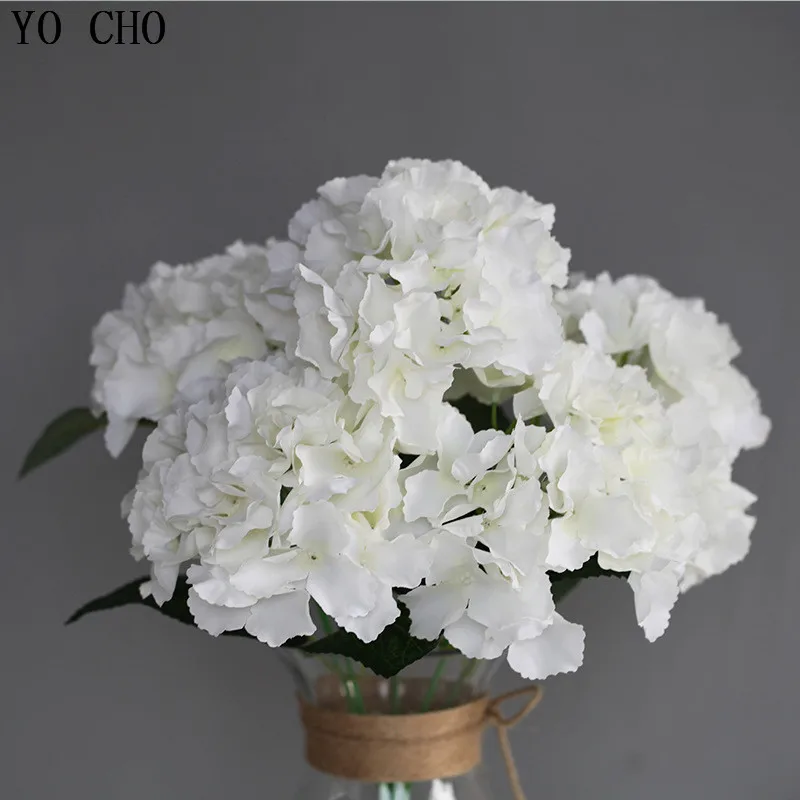 Big Hydrangea Heads Flower Artificial Hydrangea Plants Bouquet For Home Wedding Party Table Decoration French Seven-Barks Flower