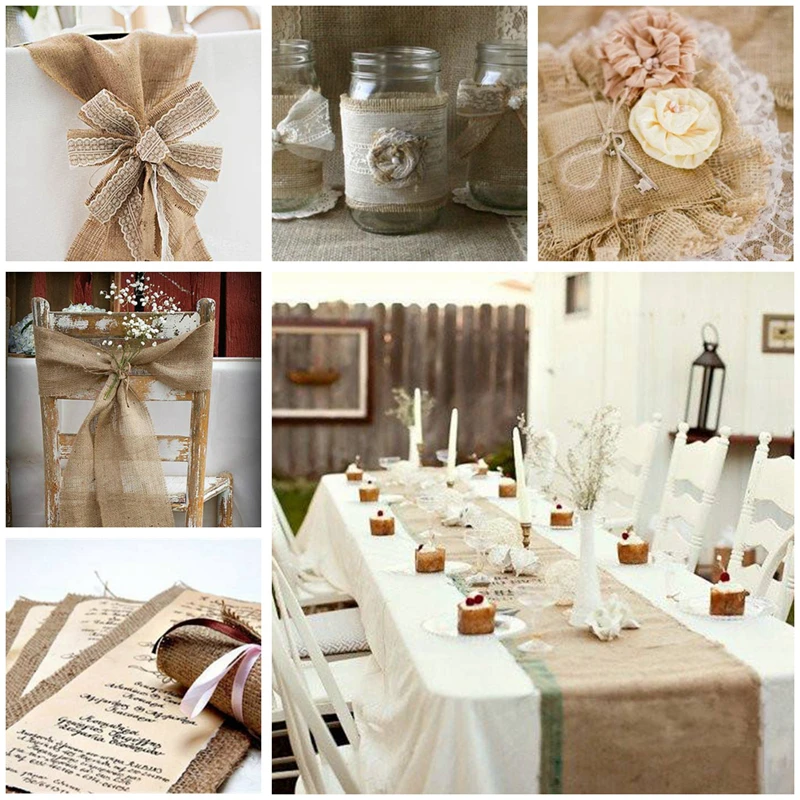 Natural Jute Burlap Hessian Ribbon Rolls, Vintage, Rústico, Decoração de Casamento, Embrulho de Natal, Festa Festival, Decoração de Casa, 2m