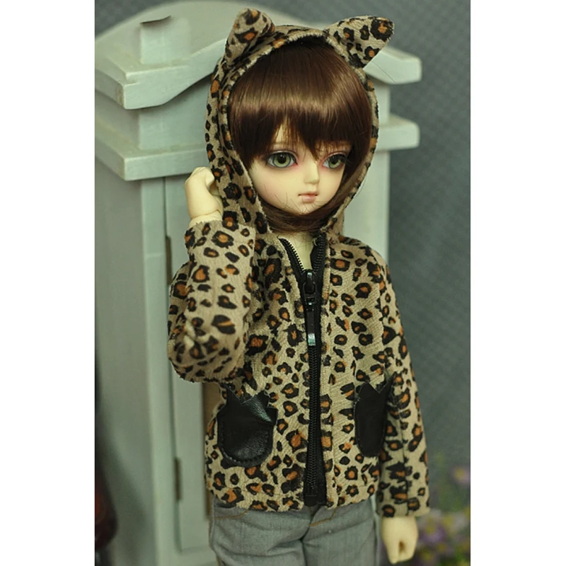 

BJD Leopard Print Ears Coat Sports Outfits Top Clothing For 1/6 11" 27cm Tall MSD DK DZ AOD DD Doll HEDUOEP