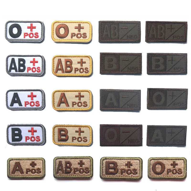 Cool Fashion Bloedgroep Patch Hoofdstuk A + B + Ab + O + Front Pos A-B-AB-O Negatieve Neg Bloed type Patch Groep Tactische Militaire Badge