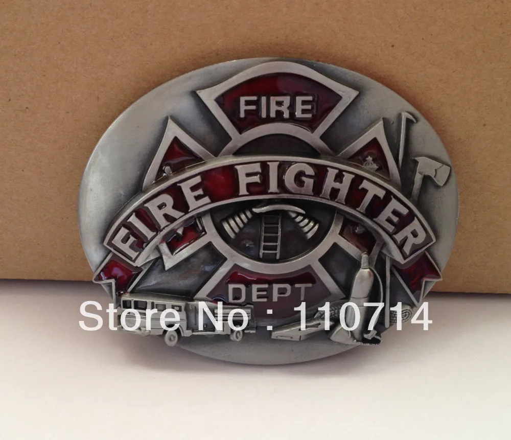 Pewter fire fighter belt buckle with pewter finish SW-124 suitable for 4cm wideth belt