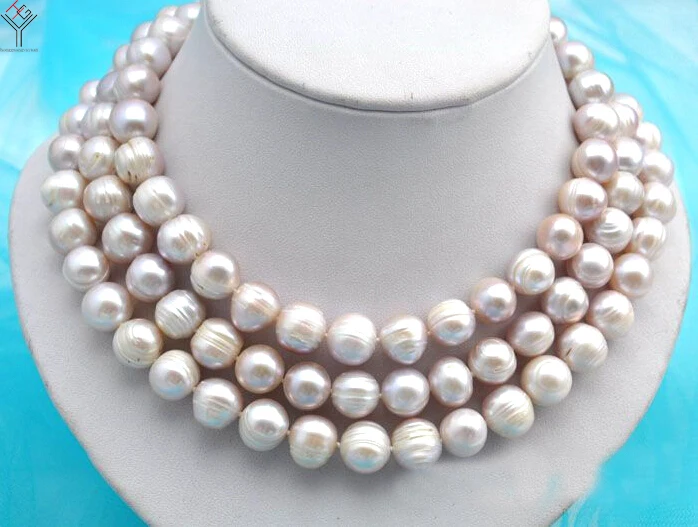 

50inch 125cm 10mm light purple baroque pearl necklace Jewelry real natural freshwater pearl gift