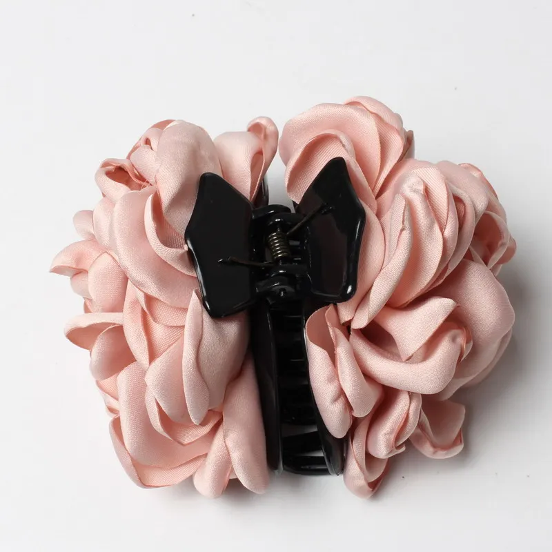 Fashion Girls Elegance Beauty Ribbon Hair Clips Large Fabric Flowers Plastic Hair Claws Headbands For Women Hair Accessories