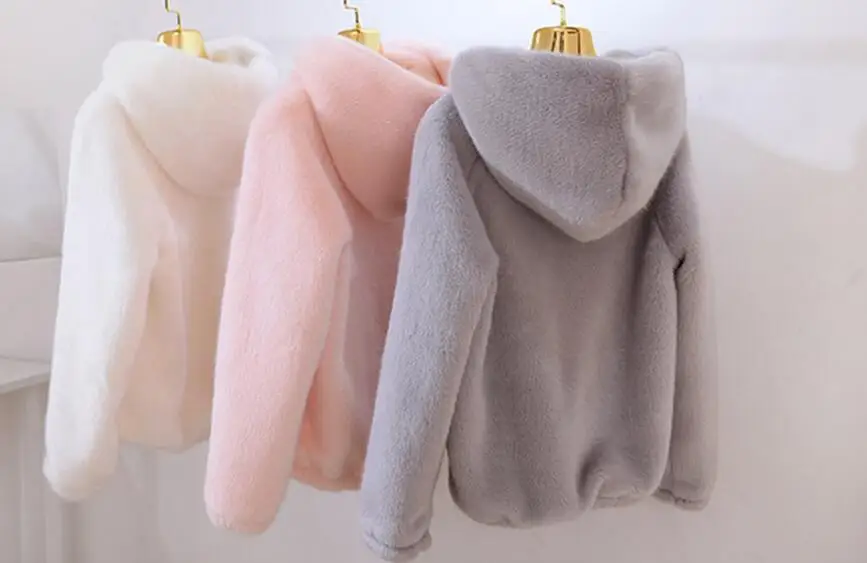 Winter New Faux Mink Long Sleeve Women Fur Coat Hooded Zipper Classic Generous Golden Ratio Warm Practical Fur Jacket