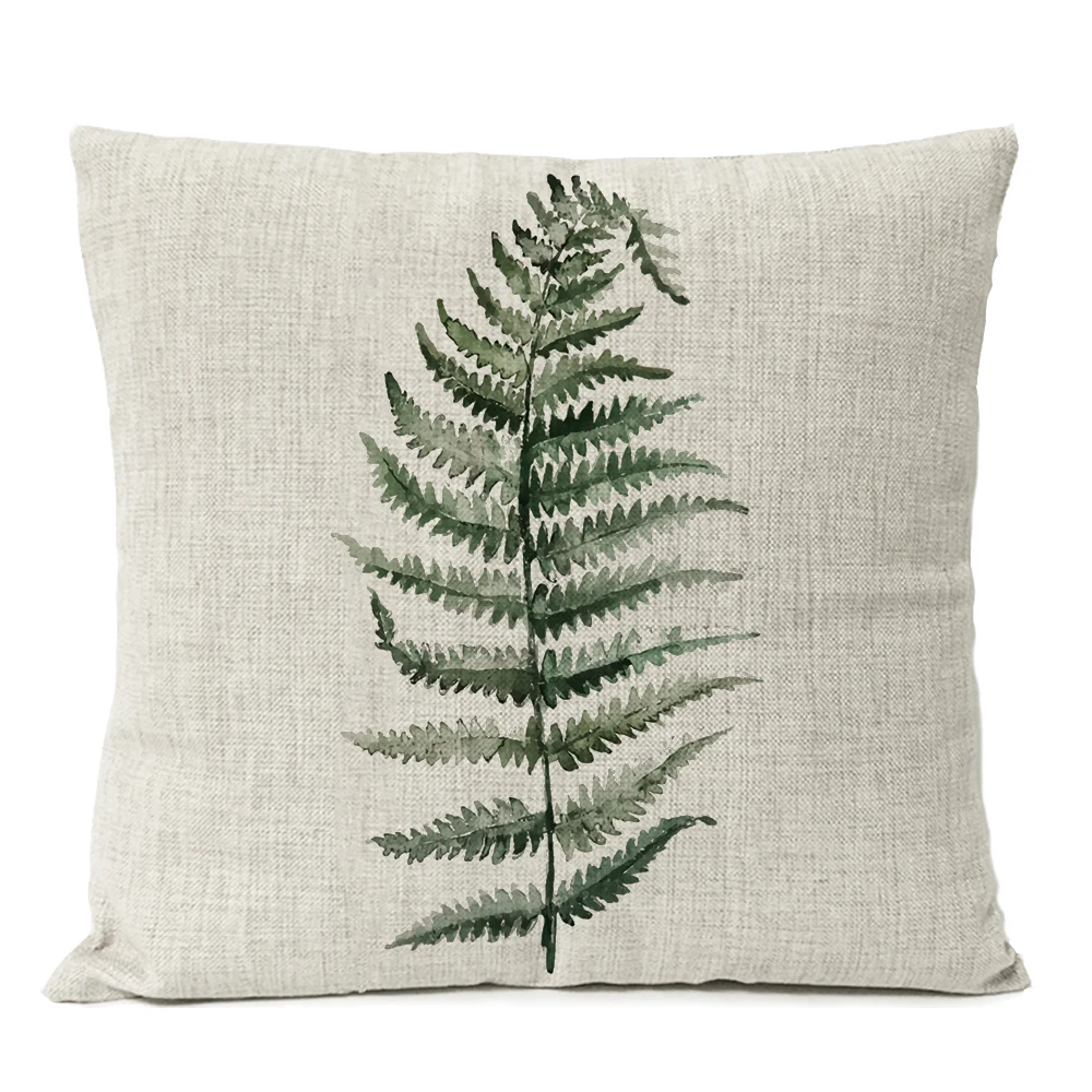 Nordic Fresh Green Plant Leaf Pillow Covers Home Decorative Pillows English alphabet Letter cushion cover Linen Pillow Case