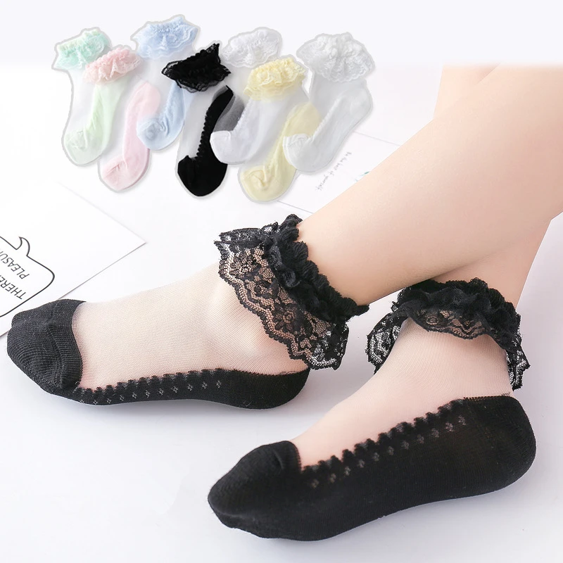 New Summer Baby Girls Kids Mesh Socks Fashion Lace Ruffle Frilly Ankle Short Sock Breathable Princess Children Girl Dance Socken