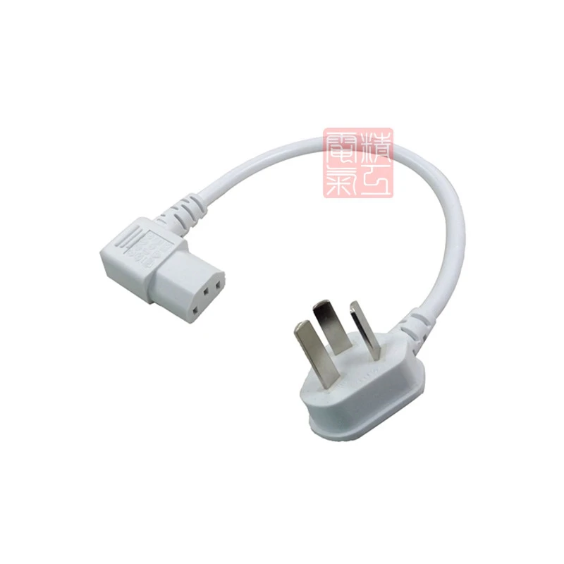 Design do cotovelo 3 plugues pc cabo de alimentação portátil computador iec320 c13 cabo curto 20cm ângulo esquerdo