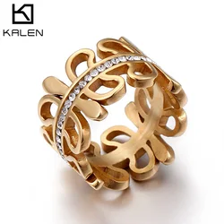 KALEN Unique Stainless Steel Gold & Color Anillos Mujer Fashion Rhinestone Finger Rings For Women Bague Femme Jewelry Girl Gift