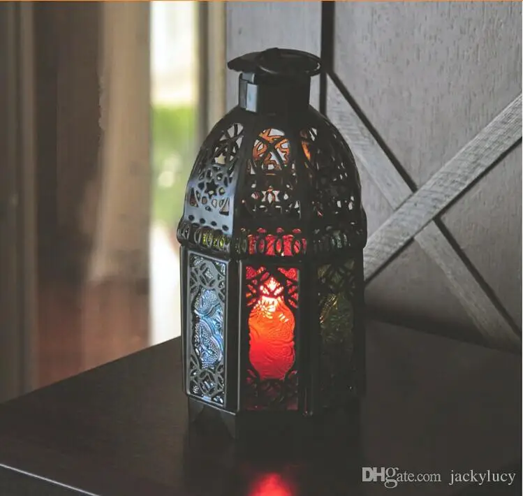 

New Arrival Morocco Black Iron Lantern Candle Holder For Wedding Favors Gift Home Decorations Supplies Free Shipping