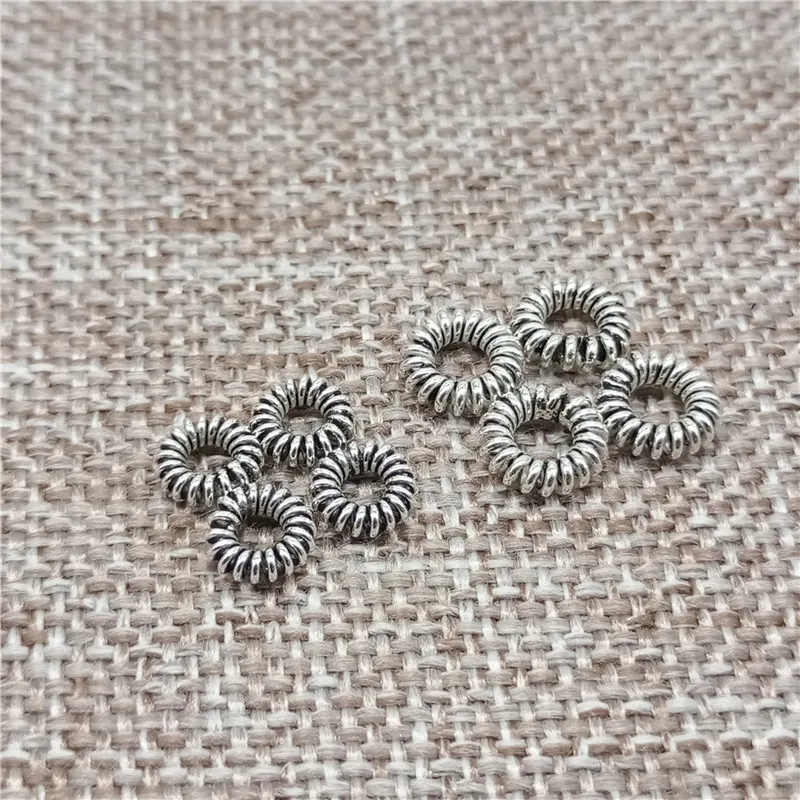 15 Sterling Silver Coiled Rope Ring Beads 925 Silver Twisted Rope Spacer 5mm 6mm
