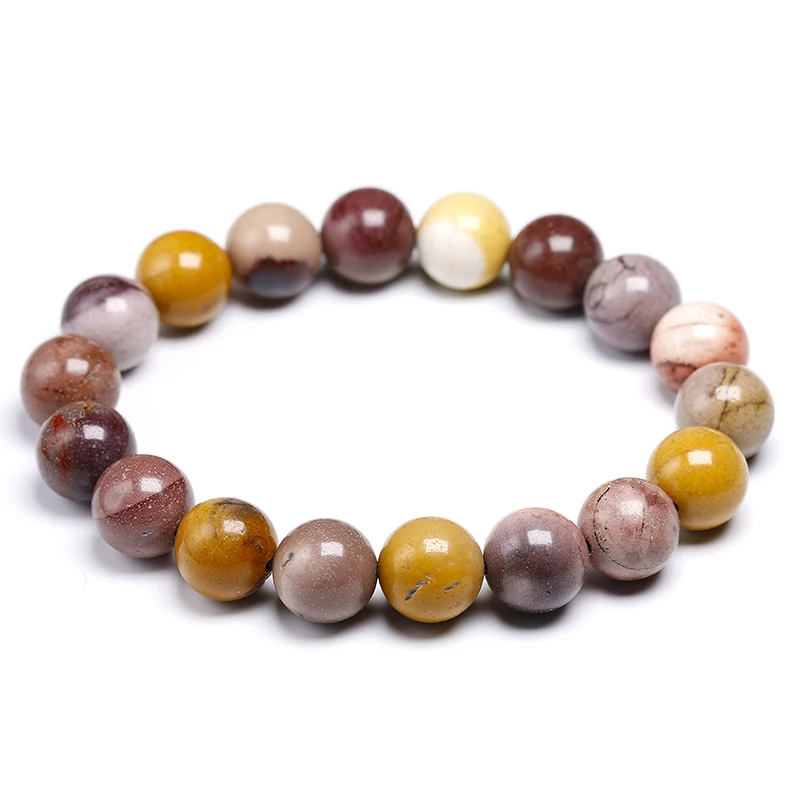 6-10mm Natural Moukaite Jasper Smooth Gem Stone Beads Bracelet for Women Men Energy Meditation Jewelry Gift