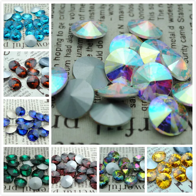 

All Colors 6,8,10,12,14,16,18,20mm RIVOLI CRYSTAL POINTED BACK Rhinestones Round Glass Crystal fancy Stone