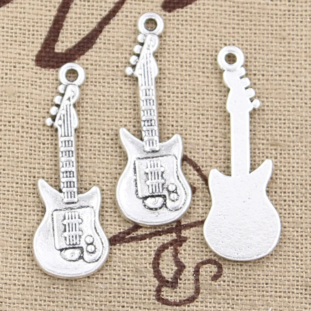 12pcs Charms Electic Guitar 31x12mm Antique Making Pendant fit,Vintage Tibetan Bronze Silver color,DIY Handmade Jewelry