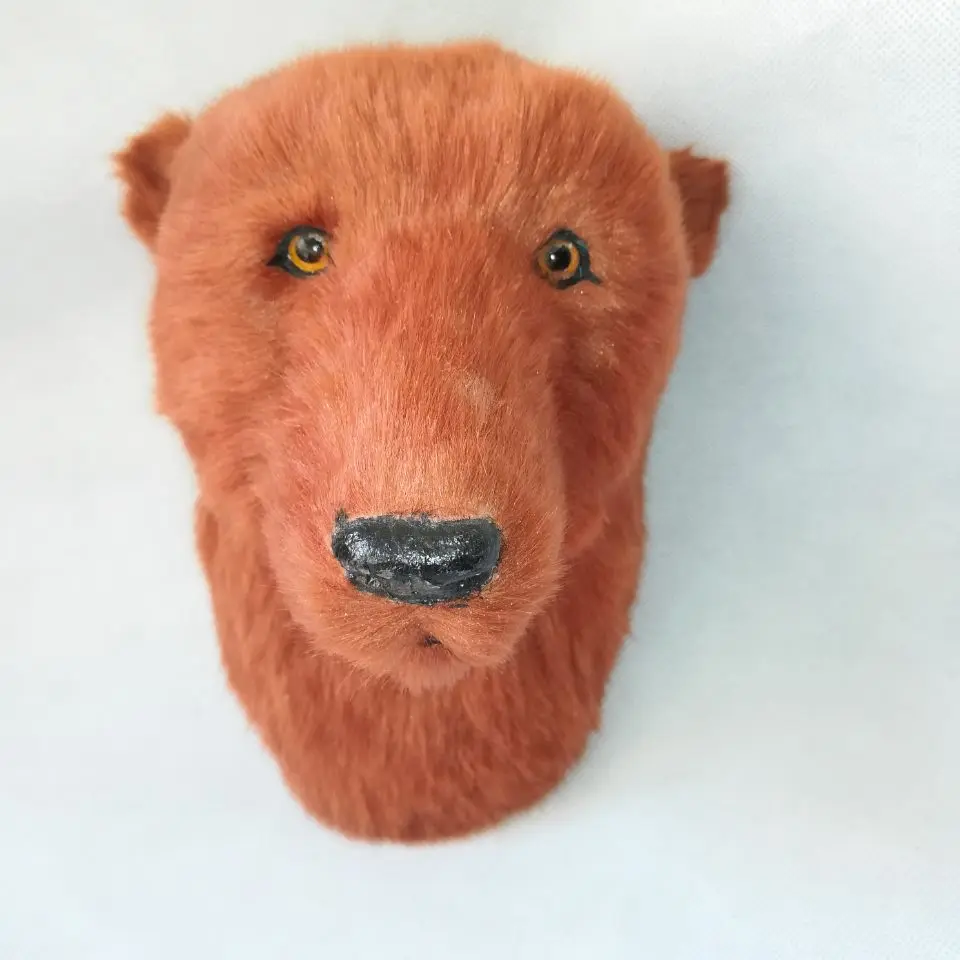 

real life toy about 20x17cm brown bear 's head toy polyethylene&furs hard model wall pandent decoration props ,model gift d1074