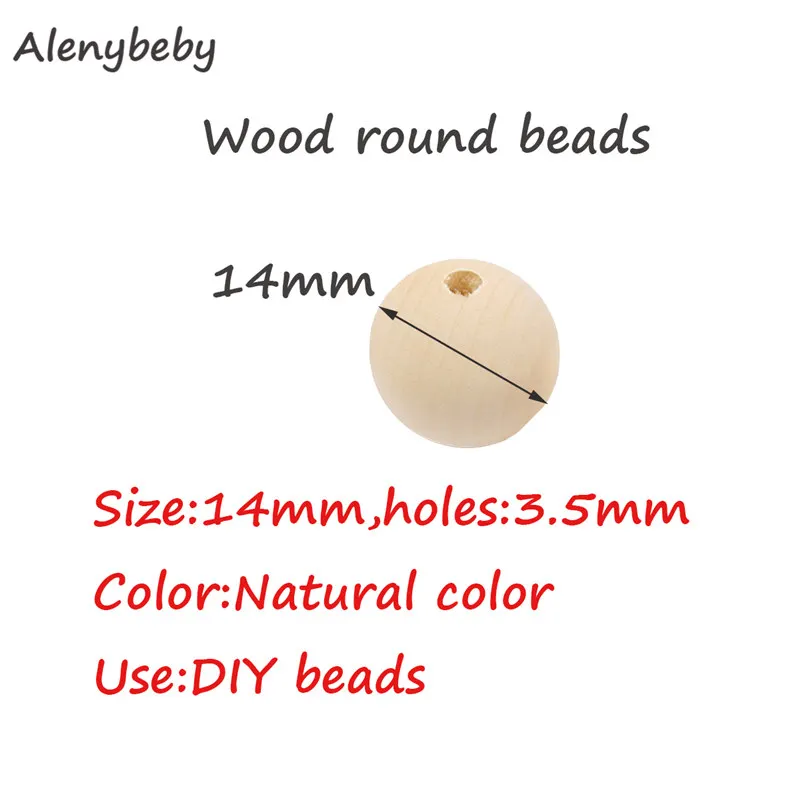 100pcs Natural Wooden Round Beads Teether DIY Teething Necklace Bracelet Beads Accessories&Crafts Baby Teether Hanging Materials