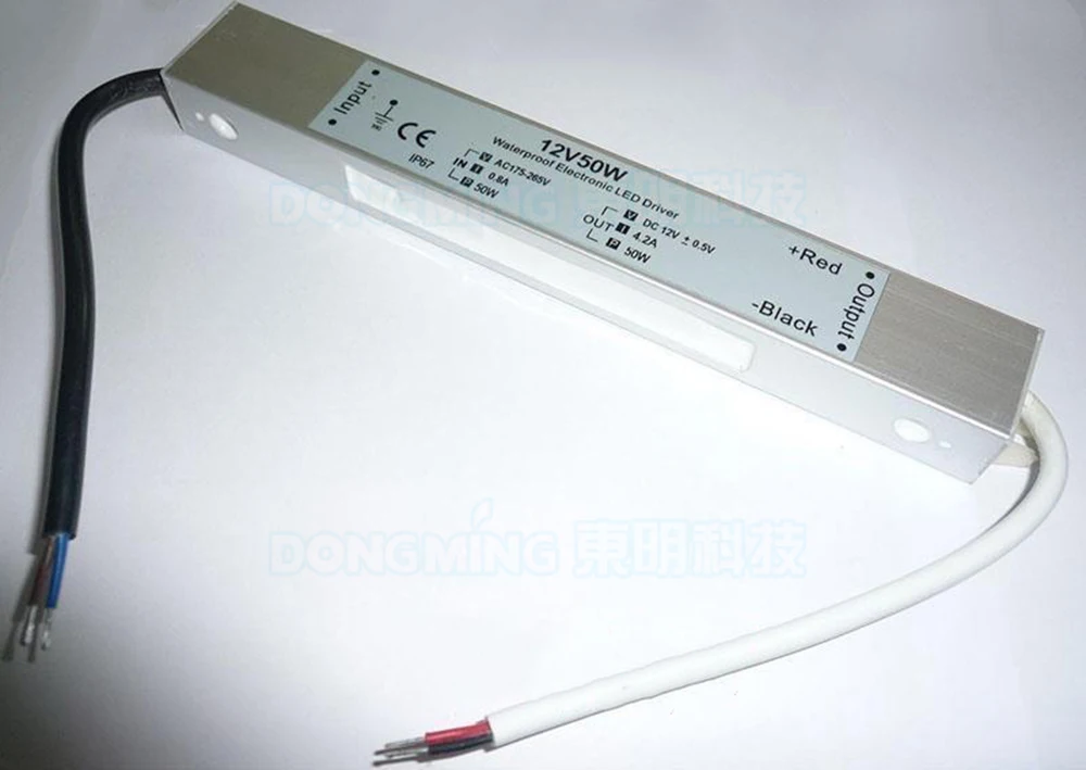 Free Shipping 50W led driver 12v 4.2a For LED Strip AC175-265v To DC 12V 4.2a switching power supply ip67 waterproof