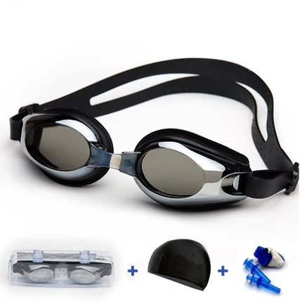 Swim goggles waterproof anti-fog big box uv swimming glasses with swimming cap men women sport eyewear diving glasses