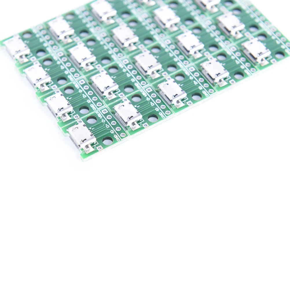 20pcs Female 5-Pin Pinboard 2.54mm Micro USB PCB Type Mini Micro USB to DIP 2.54mm Adapter Connector Module Board Panel