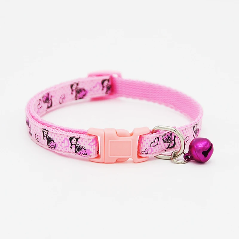 2018 New Fashion Cute Pet Dog Puppy Cat Collars Girls Printed Adjustable Pet Neck Chain With Bell Pet Collar for Small dogs Cat