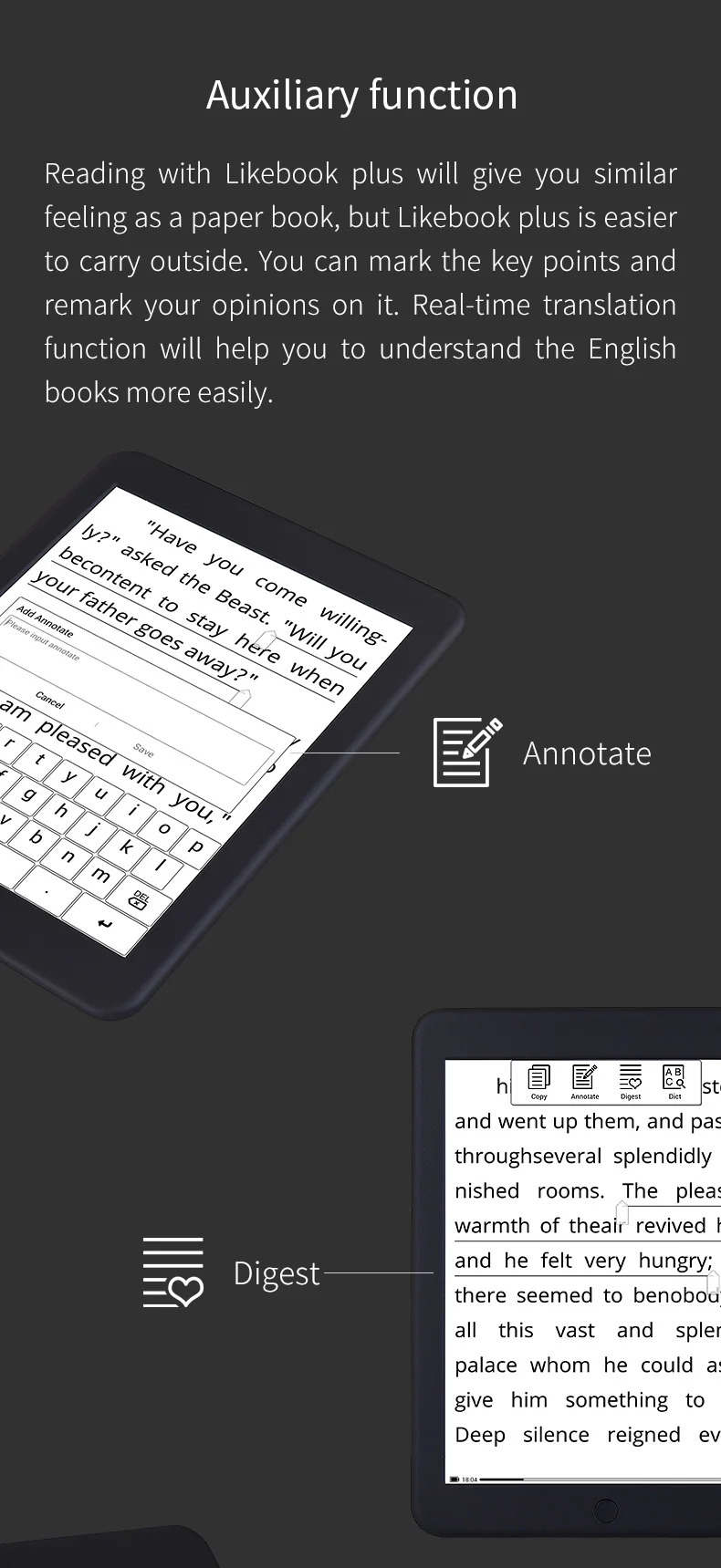 BOYUE LikeBook 32GB+2GB Bluetooth Ebook 7.8inch touch screen E reader android 8.1 WiFi E book reader audio E-ink 3200mah battery
