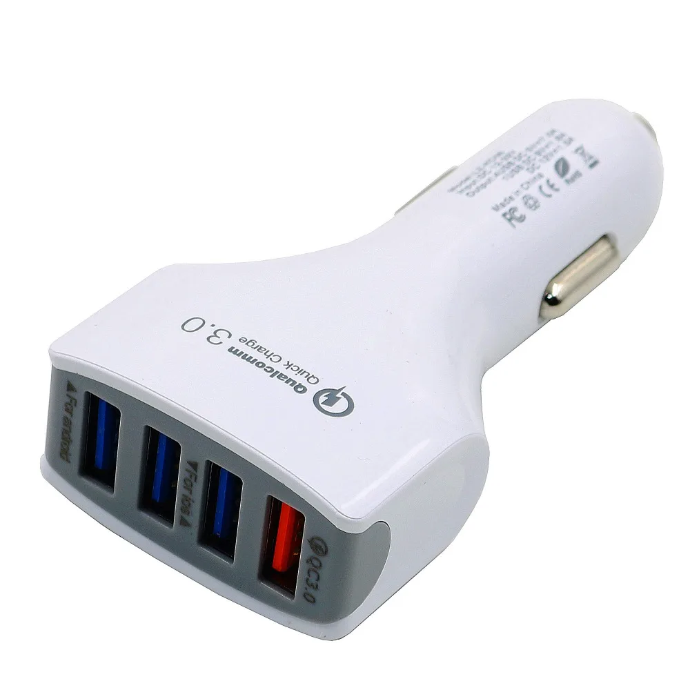 MOTOPOWER WHITE MP69042 Quick Charge 3.0 4 Ports Rapid USB Car Charger Adapter for Galaxy S8 / Plus, S7, S6, LG V10,