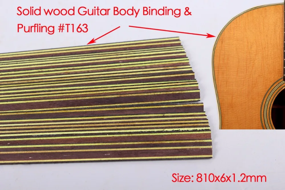 

Guitar Strip Wood Purfling Binding Guitar Body Parts Inlay 810x6x1.2mm 163# 20 pcs