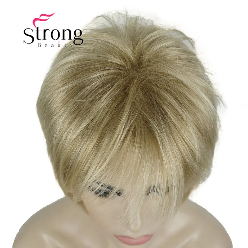 StrongBeauty Short Layered Blonde Thick Fluffy Full Synthetic Wig Heat Ok