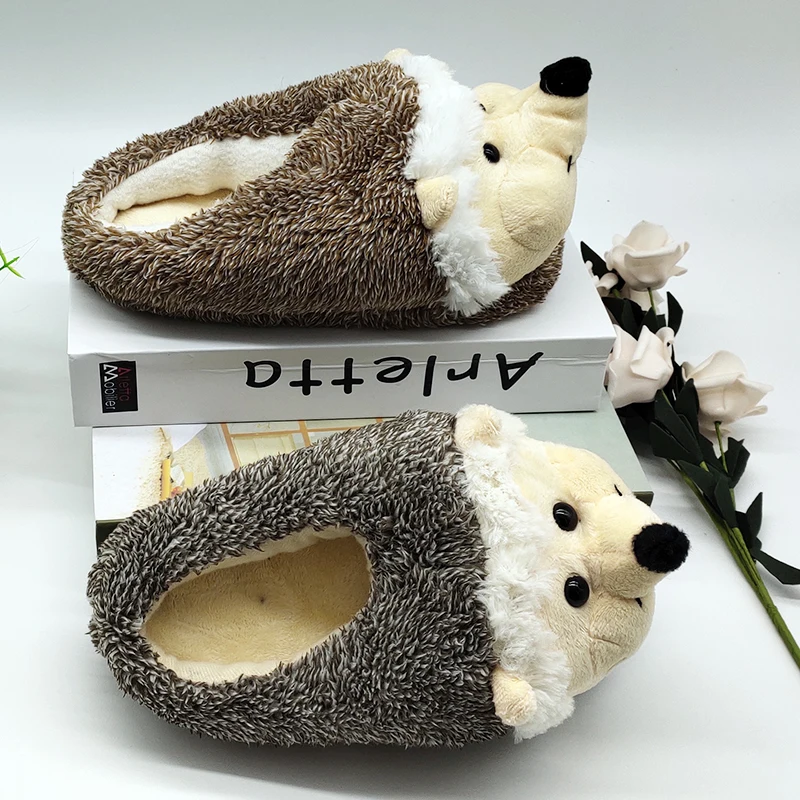 Pantofole da interno offerta speciale per cani personalizza un caldo inverno hedgeh lovers pantofole da casa scarpe con fondo rigido spesso su scarpe per amanti del pavimento