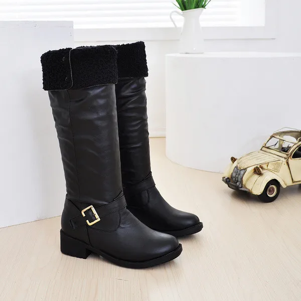 Winter Boots Real 2016 Big Size 34-43 Women Knee High Boots Sexy Chunky  Round Toe Spring Autumn Shoes Less Platform 02