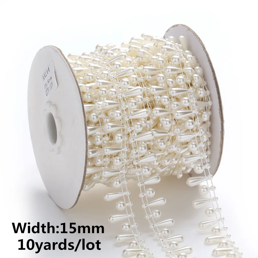 10yards/5yards ABS Imitation Pearl Beads Chain Banding Trim Sewing for DIY  Wedding Party Craft Headband 25 designs choose