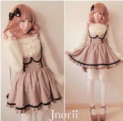 Princess sweet lolita skirt BOBON21 bobon exclusive original design palace coffee shoulder-straps B0954 plaid lace Braces skirt