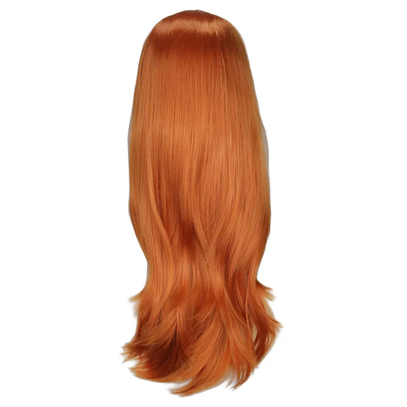 QQXCAIW Long Curly Cosplay Costume Orange Wig For Women High Temperature Synthetic Hair Wigs