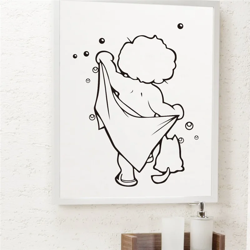 Bathroom Washroom Bubble Shower Home Decor Decal Mural Wall Stickers Door Decor