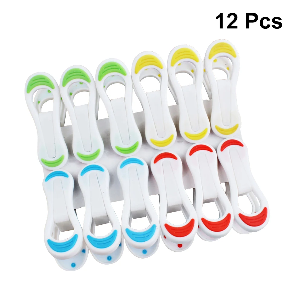 Pinzas para ropa a prueba de viento, alfileres de plástico duraderos para ropa, pinzas para lavandería, clavijas colgantes, Clips, perchas, bastidores para Manta, 12 piezas