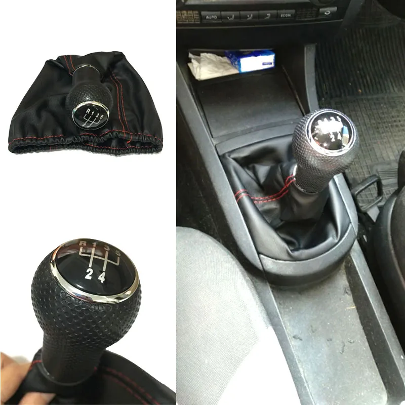 For Seat Ibiza 1996 1997 1998 1999 2000 2001 5 Speed MT Car Gear Knob Lever Stick Shift Knob With PU leather Red Black Stitches